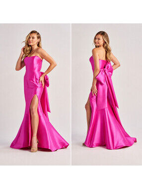 Mon Cheri Colette (CL8470) Spring 2025 Fuchsia Bow Back Mikado Gown sz 4 Couture